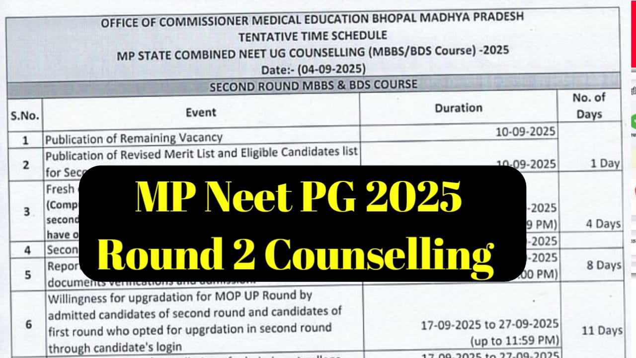 MP NEET PG 2025 Round-2 Counselling