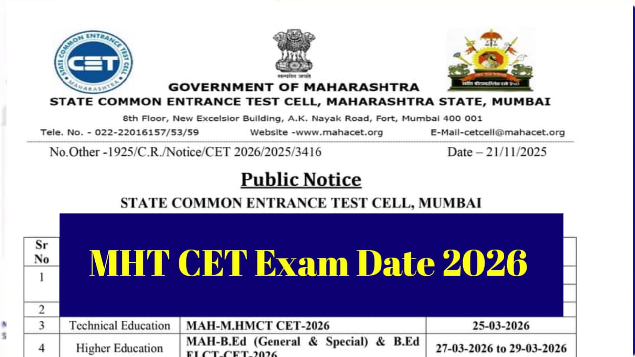 MHT CET 2026 Exam Dates